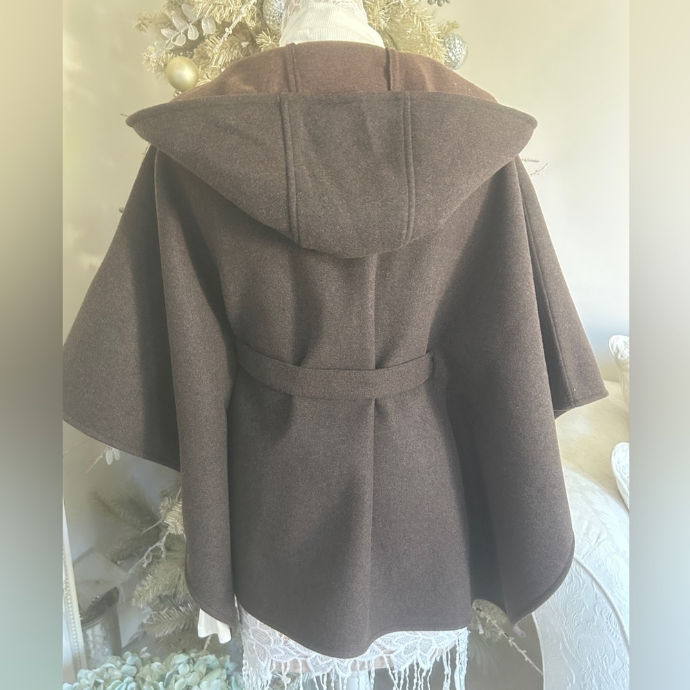 NWOT  Rachel Zoe Brown Hooded Wrap Coat - Picture 9 of 16